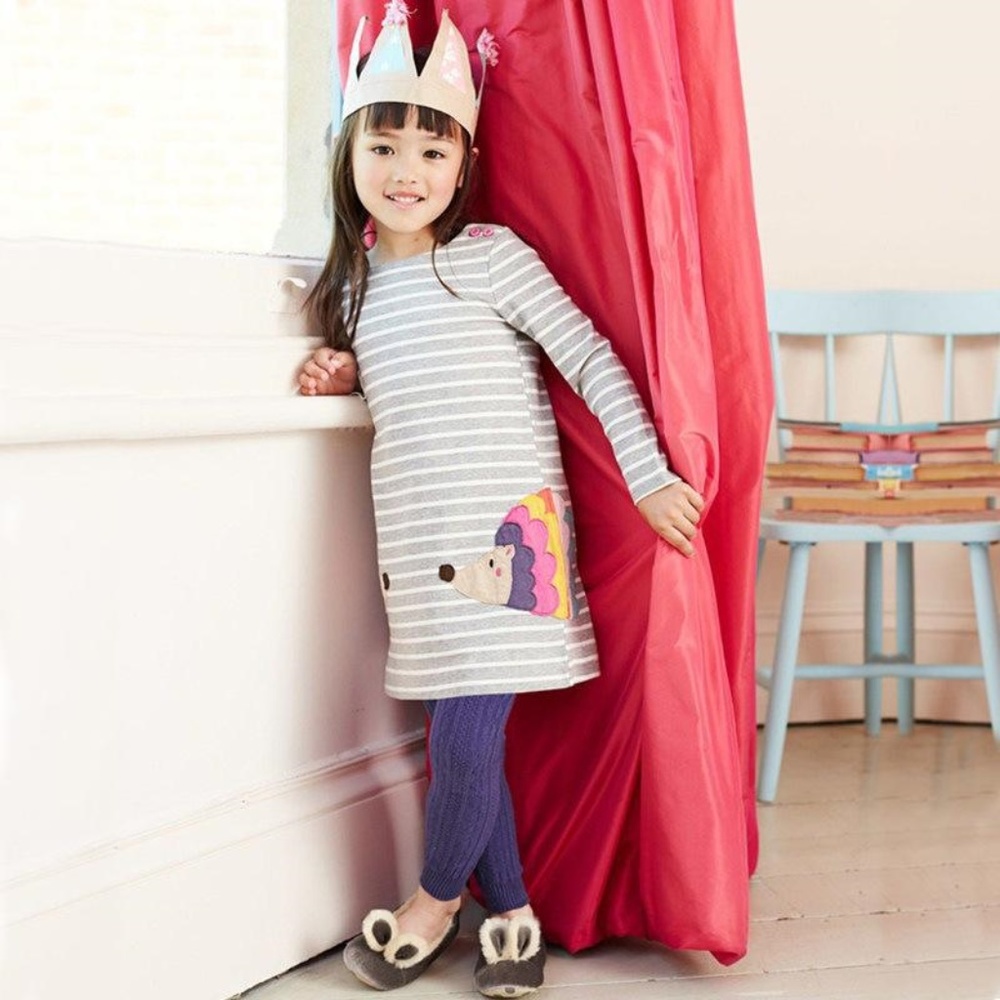 Girl Cartoon Animal Long Sleeve Casual Dress